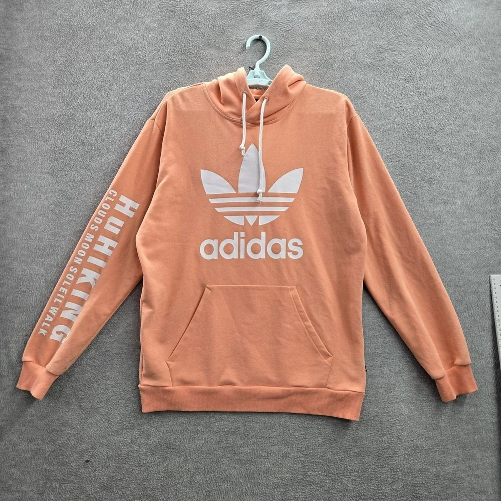 Adidas Men Hoodie M Pink Logo Embroidery Trefoil Hu Hiking Pharrell Williams‎
